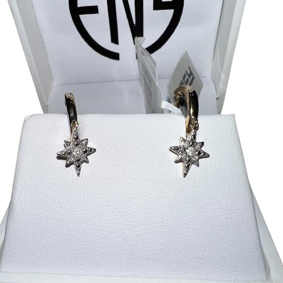 EFFY ENY 14K Goldplated SS & 0.09 TCW Diamond North Star Drop Earrings NWT - Picture 3 of 10